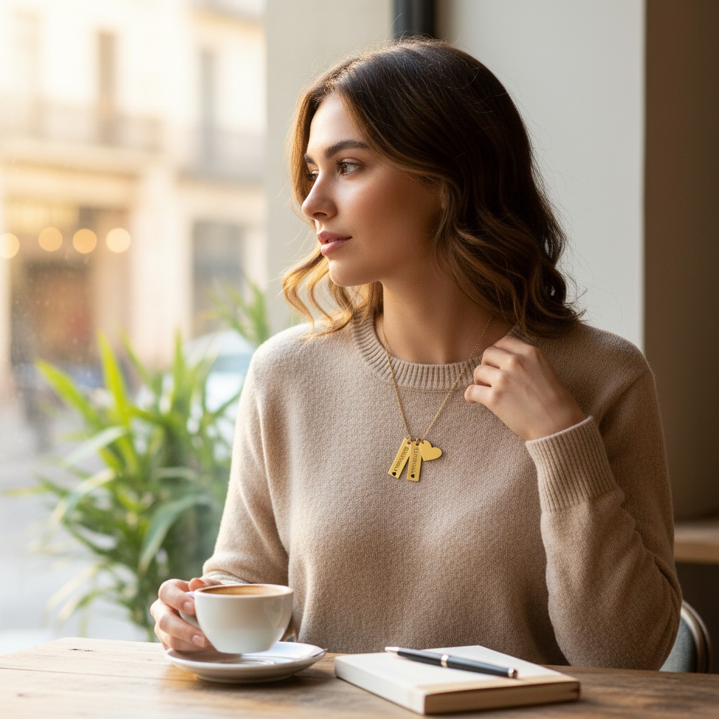 Collana con cuore e barra - immagine 2
